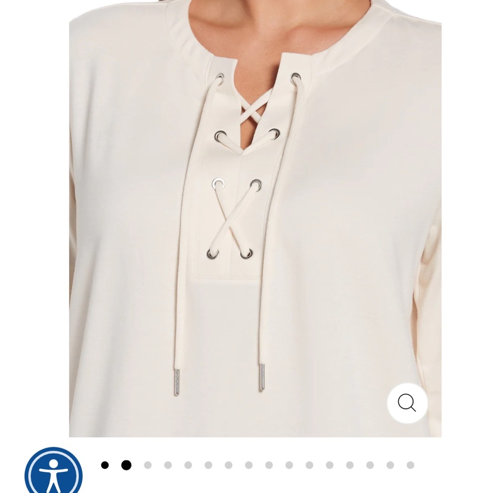 NWT Rafaella White 3/4 Sleeve Tie Front Tee Plus size 2X